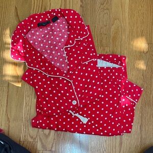GUC - J Crew LS Flannel Red Polka Dot Pajama Set, women’s sz S